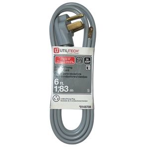 🌟NEW🌟 UTILITECH 6 ft 3-Wire Prong Plug 10/3 Gauge 30 AMP Dryer Cord